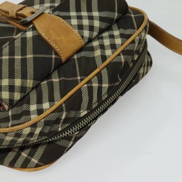 BURBERRY Nova Check Blue Label Shoulder Bag Canvas Brown Silver Auth - Picture 5 of 16